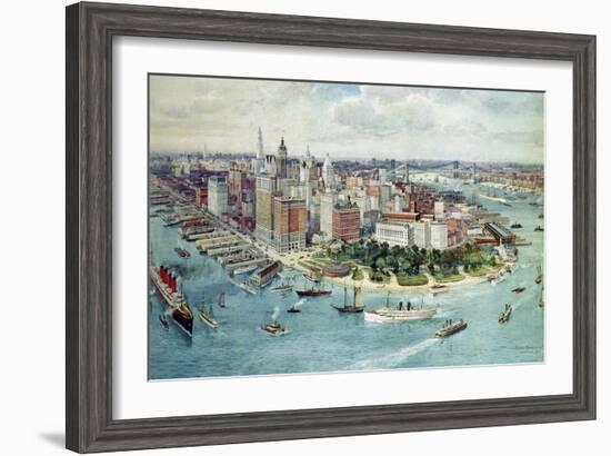 A Bird's Eye View of Lower Manhattan, 1911-Richard Rummell-Framed Giclee Print