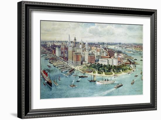 A Bird's Eye View of Lower Manhattan, 1911-Richard Rummell-Framed Giclee Print