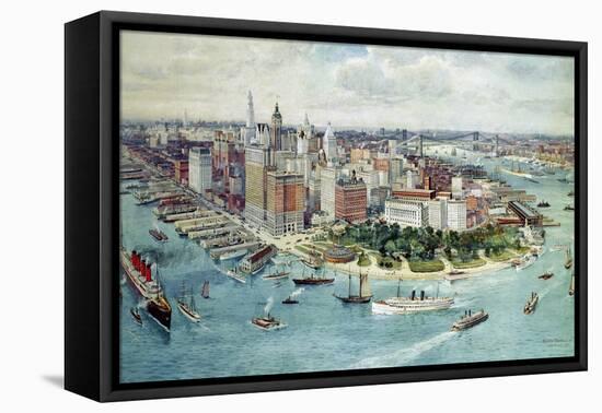 A Bird's Eye View of Lower Manhattan, 1911-Richard Rummell-Framed Premier Image Canvas