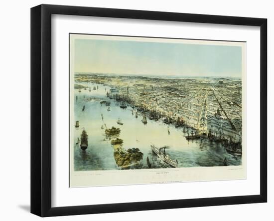 A Bird's Eye View of Philadelphia, Printed by Sarony & Major, New York, 1850-John Bachman-Framed Giclee Print