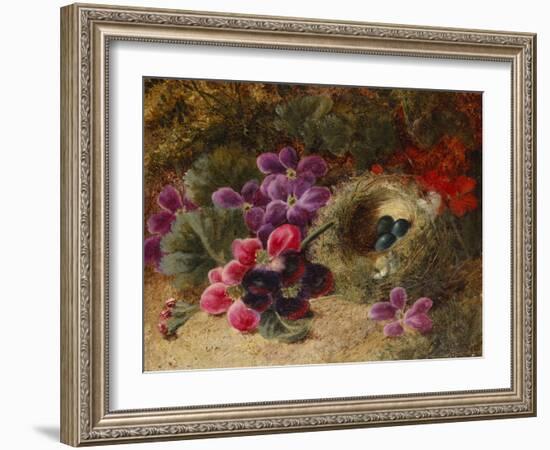 A Bird's Nest and Geraniums-Oliver Clare-Framed Giclee Print