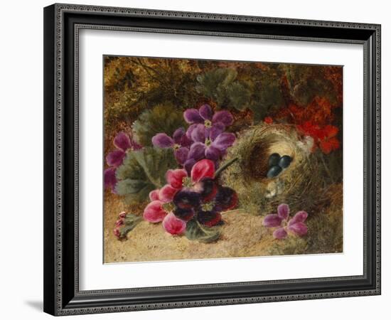 A Bird's Nest and Geraniums-Oliver Clare-Framed Giclee Print