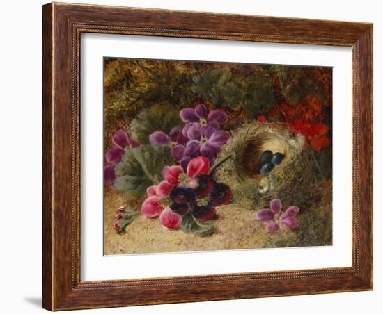 A Bird's Nest and Geraniums-Oliver Clare-Framed Giclee Print