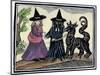 A black and a white witch with a devil animal-Unknown-Mounted Giclee Print