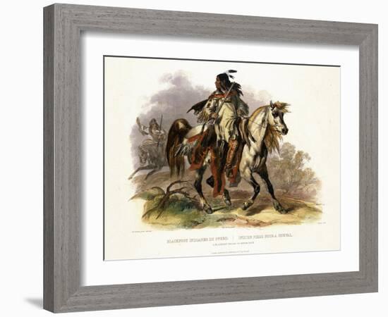 A Blackfoot Indian on Horseback, Plate 19 from Volume 1 of Travels in the Interior of North America-Karl Bodmer-Framed Giclee Print