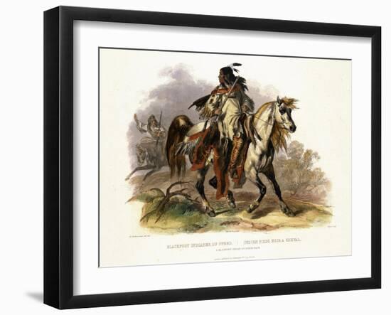 A Blackfoot Indian on Horseback, Plate 19 from Volume 1 of Travels in the Interior of North America-Karl Bodmer-Framed Giclee Print