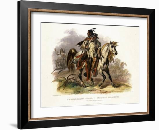 A Blackfoot Indian on Horseback, Plate 19 from Volume 1 of Travels in the Interior of North America-Karl Bodmer-Framed Giclee Print