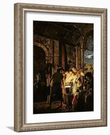 A Blacksmith's Shop, 1771-Joseph Wright of Derby-Framed Giclee Print