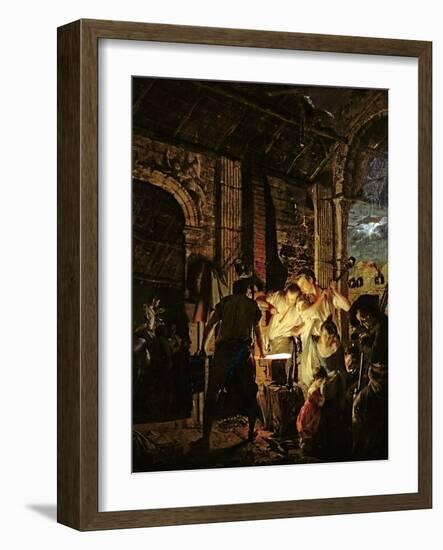 A Blacksmith's Shop, 1771-Joseph Wright of Derby-Framed Giclee Print