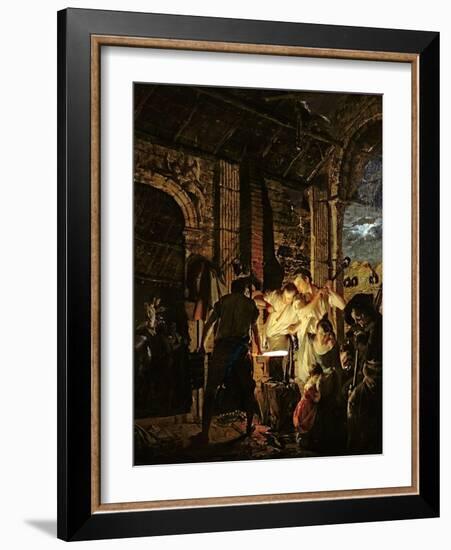 A Blacksmith's Shop, 1771-Joseph Wright of Derby-Framed Giclee Print