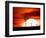 A Blazing Sun Drops Behind a Windmill-null-Framed Photographic Print