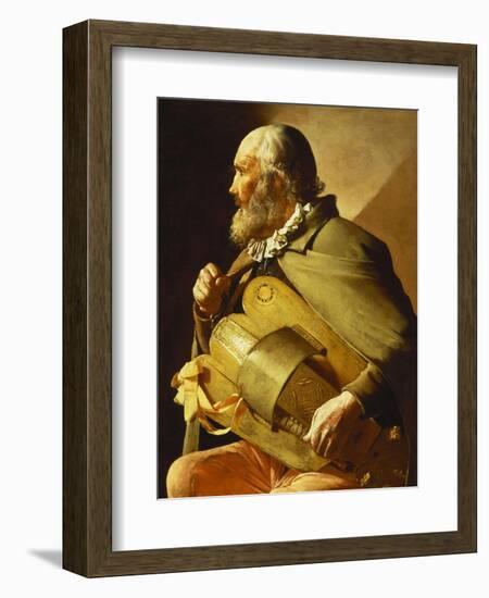 A Blind Hurdy-Gurdy Player, Seated Three-Quarter Length, in Profile to the Left-Georges de La Tour-Framed Giclee Print