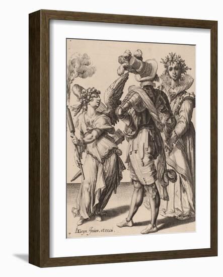 A Blindfolded Cupid Holding a Torch Before a Couple, attributed to Zacharias Dolendo, 1595-6-Jacques II de Gheyn-Framed Giclee Print