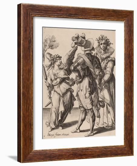 A Blindfolded Cupid Holding a Torch Before a Couple, attributed to Zacharias Dolendo, 1595-6-Jacques II de Gheyn-Framed Giclee Print