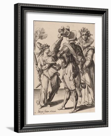 A Blindfolded Cupid Holding a Torch Before a Couple, attributed to Zacharias Dolendo, 1595-6-Jacques II de Gheyn-Framed Giclee Print