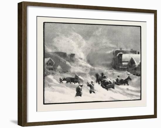 A Blizzard in Winnipeg, Canada, Nineteenth Century-null-Framed Giclee Print