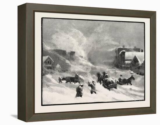 A Blizzard in Winnipeg, Canada, Nineteenth Century-null-Framed Premier Image Canvas