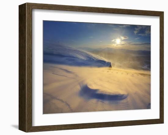 A Blizzard on Toviktinden Mountain in Troms County, Norway-Stocktrek Images-Framed Photographic Print