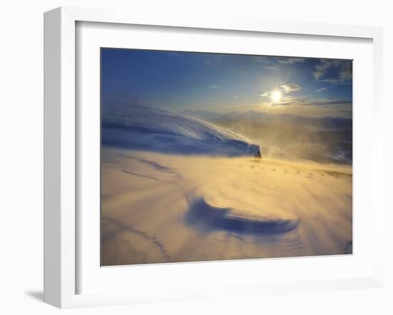 A Blizzard on Toviktinden Mountain in Troms County, Norway-Stocktrek Images-Framed Photographic Print