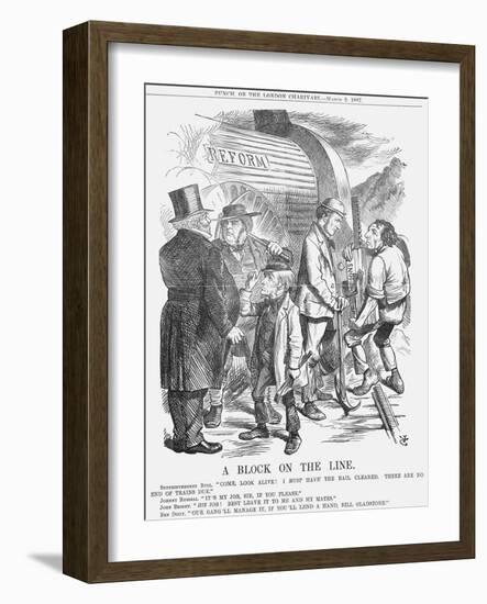 A Block on the Line, 1867-John Tenniel-Framed Giclee Print