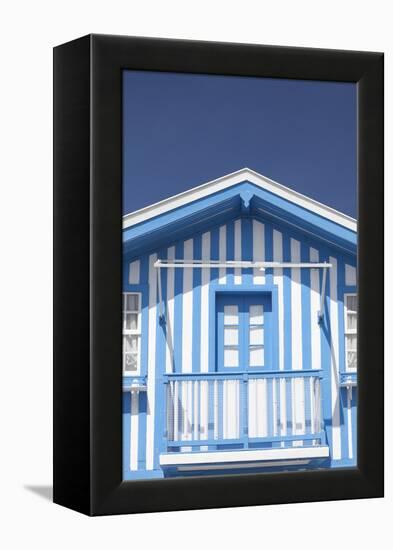 A Blue Candy-Striped Beach House in Costa Nova, Beira Litoral, Portugal-Julian Castle-Framed Stretched Canvas