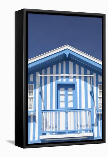 A Blue Candy-Striped Beach House in Costa Nova, Beira Litoral, Portugal-Julian Castle-Framed Stretched Canvas