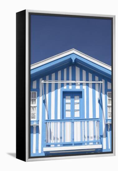 A Blue Candy-Striped Beach House in Costa Nova, Beira Litoral, Portugal-Julian Castle-Framed Stretched Canvas