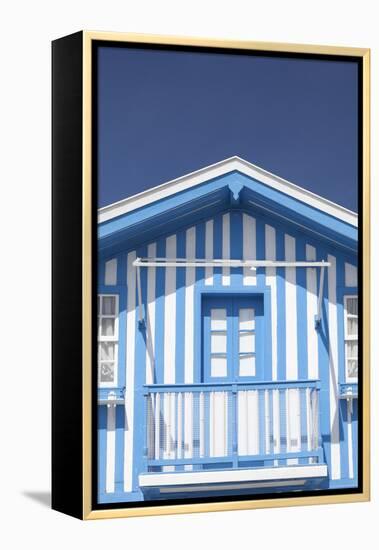 A Blue Candy-Striped Beach House in Costa Nova, Beira Litoral, Portugal-Julian Castle-Framed Stretched Canvas