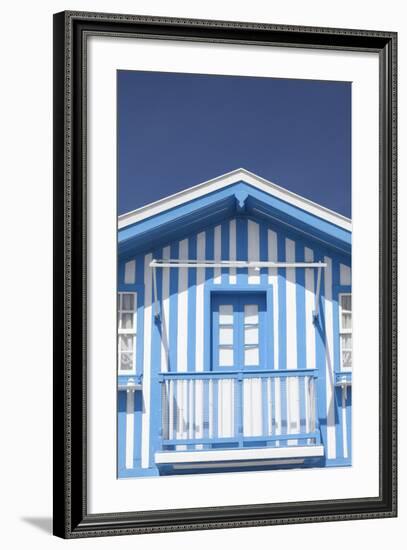 A Blue Candy-Striped Beach House in Costa Nova, Beira Litoral, Portugal-Julian Castle-Framed Photo