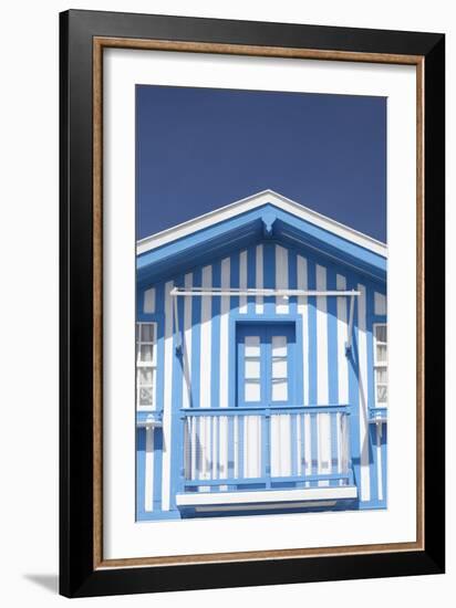 A Blue Candy-Striped Beach House in Costa Nova, Beira Litoral, Portugal-Julian Castle-Framed Photo