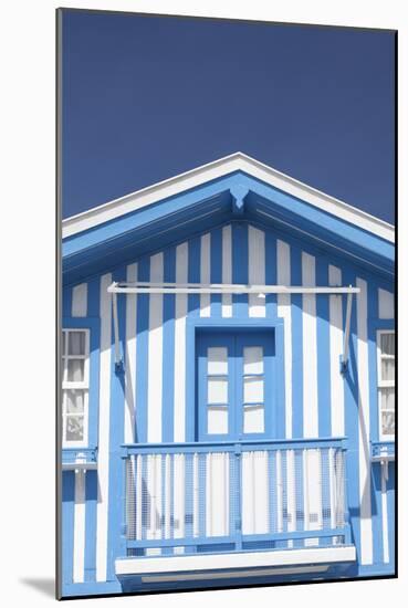 A Blue Candy-Striped Beach House in Costa Nova, Beira Litoral, Portugal-Julian Castle-Mounted Photo