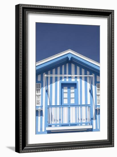 A Blue Candy-Striped Beach House in Costa Nova, Beira Litoral, Portugal-Julian Castle-Framed Photo