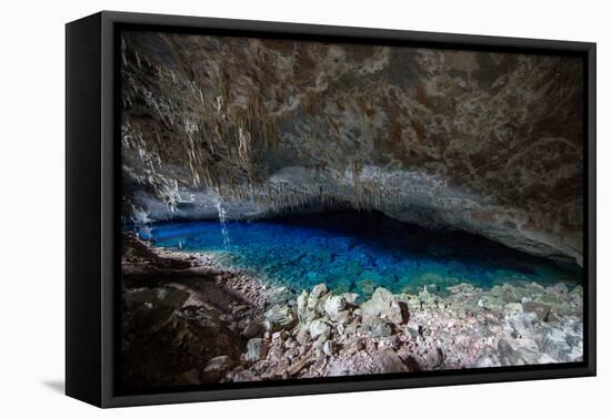 A Blue Underground Lake in Grotto Azul Cave System, Bonito, Brazil-Alex Saberi-Framed Premier Image Canvas