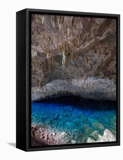 A Blue Underground Lake in Grotto Azul Cave System, Bonito, Brazil-Alex Saberi-Framed Premier Image Canvas