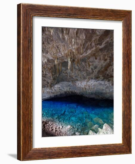 A Blue Underground Lake in Grotto Azul Cave System, Bonito, Brazil-Alex Saberi-Framed Photographic Print