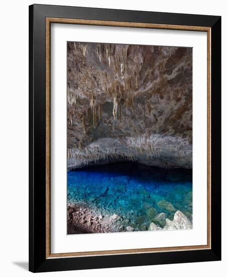 A Blue Underground Lake in Grotto Azul Cave System, Bonito, Brazil-Alex Saberi-Framed Photographic Print
