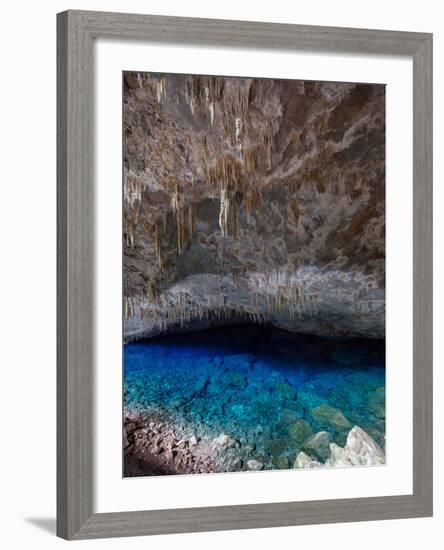 A Blue Underground Lake in Grotto Azul Cave System, Bonito, Brazil-Alex Saberi-Framed Photographic Print