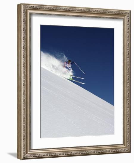 A Blur of Snow and Skis-null-Framed Photographic Print