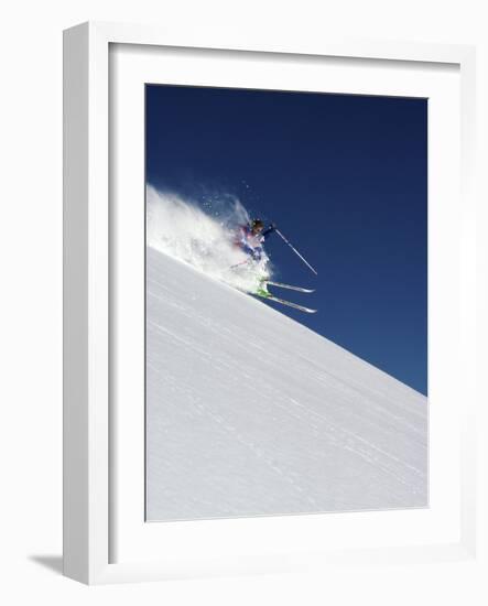 A Blur of Snow and Skis-null-Framed Photographic Print