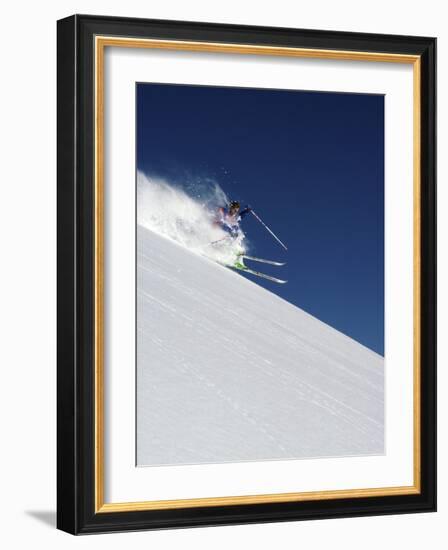 A Blur of Snow and Skis-null-Framed Photographic Print