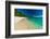 A boat anchored off the shore of a pristine tropical beach. Denis Island, Seychelles.-Sergio Pitamitz-Framed Photographic Print