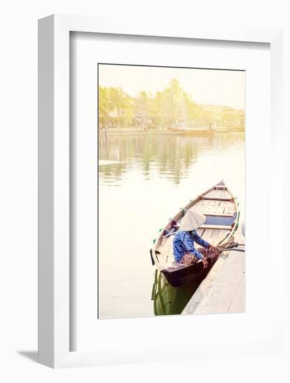 A boat driver in a conical hat in Hoi An, Vietnam, Indochina, Southeast Asia, Asia-Alex Robinson-Framed Photographic Print