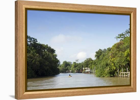 A Boat on an Igarape (Flooded Creek) in the Brazilian Amazon Near Belem, Para, Brazil-Alex Robinson-Framed Premier Image Canvas