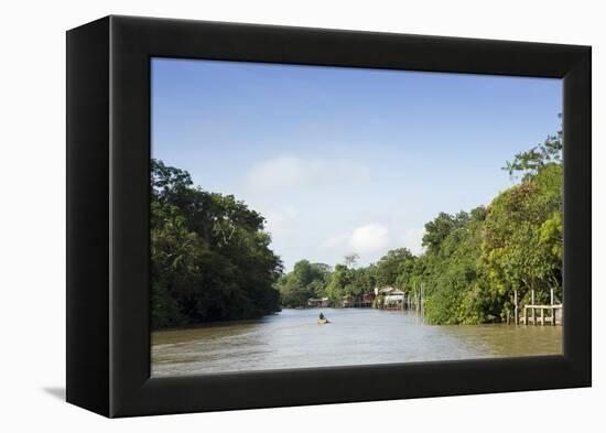 A Boat on an Igarape (Flooded Creek) in the Brazilian Amazon Near Belem, Para, Brazil-Alex Robinson-Framed Premier Image Canvas