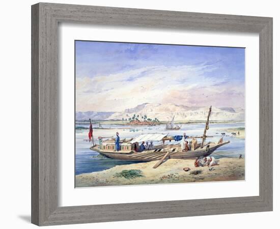 A Boat on the Nile, Egypt, 19th Century-Emile Prisse d'Avennes-Framed Giclee Print