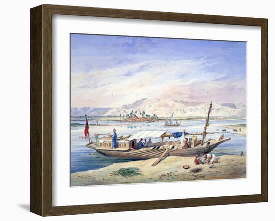 A Boat on the Nile, Egypt, 19th Century-Emile Prisse d'Avennes-Framed Giclee Print