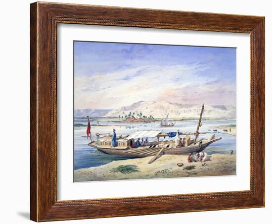 A Boat on the Nile, Egypt, 19th Century-Emile Prisse d'Avennes-Framed Giclee Print