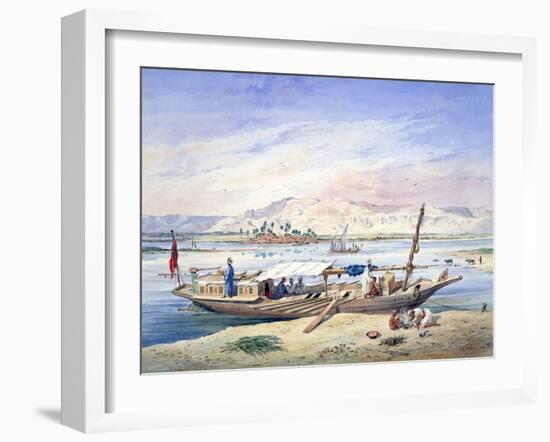 A Boat on the Nile, Egypt, 19th Century-Emile Prisse d'Avennes-Framed Giclee Print