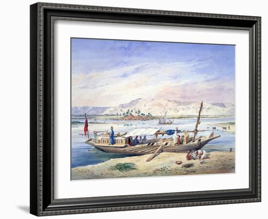 A Boat on the Nile, Egypt, 19th Century-Emile Prisse d'Avennes-Framed Giclee Print