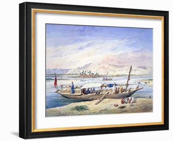 A Boat on the Nile, Egypt, 19th Century-Emile Prisse d'Avennes-Framed Giclee Print